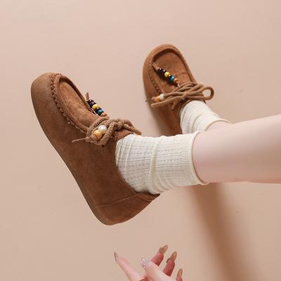 CRLAYDK Женская обувь Этнический стиль с бусинами на шнурках Слипоны Лоферы Женские Уличные Прогулочные Нескользящие Кроссовки Повседневные Мокасины