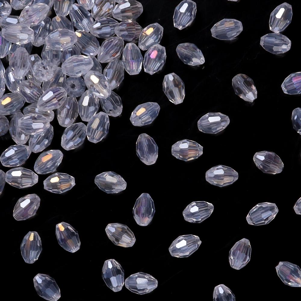 50pcs/lot 6x8mm Multicolor Oval Crystal Beads Faceted Loose Spacer Glass Rice Beads For DIY Charm Bracelet Earrings Accessories
