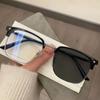 Photochromic Anti Blue Light Eyeglasses Square Metal Frame Computer Glasses for Women Men