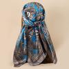 Women Head Wrap Vintage Retro Square Shape Contrast Color Foldable Head Protection Soft Fabric Paisley Print Summer Scarf Female Headwear