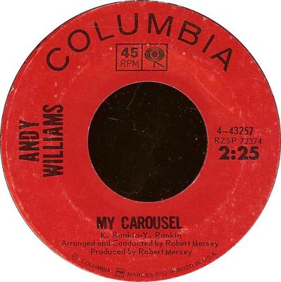 7-дюймовая пластинка ЭНДИ УИЛЬЯМС - Моя карусель 443257 Columbia 1965 США Джаз Б/У