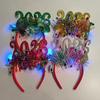 Yousheng Светящийся ободок 2026 Блестящие новогодние заколки для волос Регулируемые сверкающие цифры Блестящая поверхность Обруч для волос Аксессуары для вечеринки