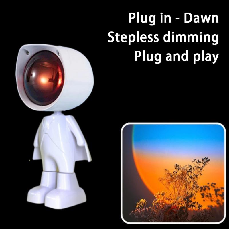 Астронавт Робот Лампа-проектор Закат Свет Вращающийся на 360 градусов Регулируемая яркость Красочный мини