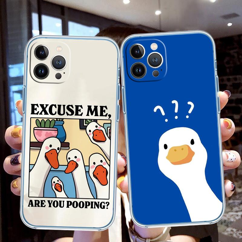 LO40 DUCK Cartoon Soft Shell Transparent Phone Case for Motorola Moto G7 G8 G9 G84 G85 G73 G24 G15 Z2 Play Power Plus