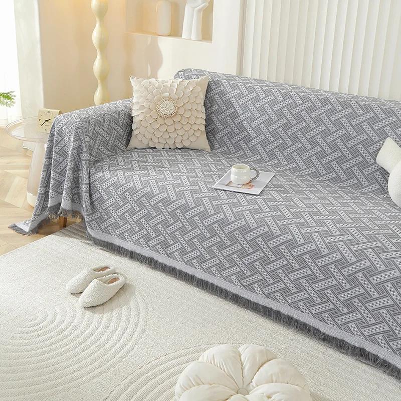 Простой однотонный ветрозащитный чехол для дивана, универсальное диванное полотенце на все четыре сезона, полный универсальный всеобъемлющий чехол для дивана