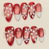 New Arrival Handwork Almond Summer Romantic 3D Flowers Butterfly Fake Nails Sticker Handmade Press on Nails