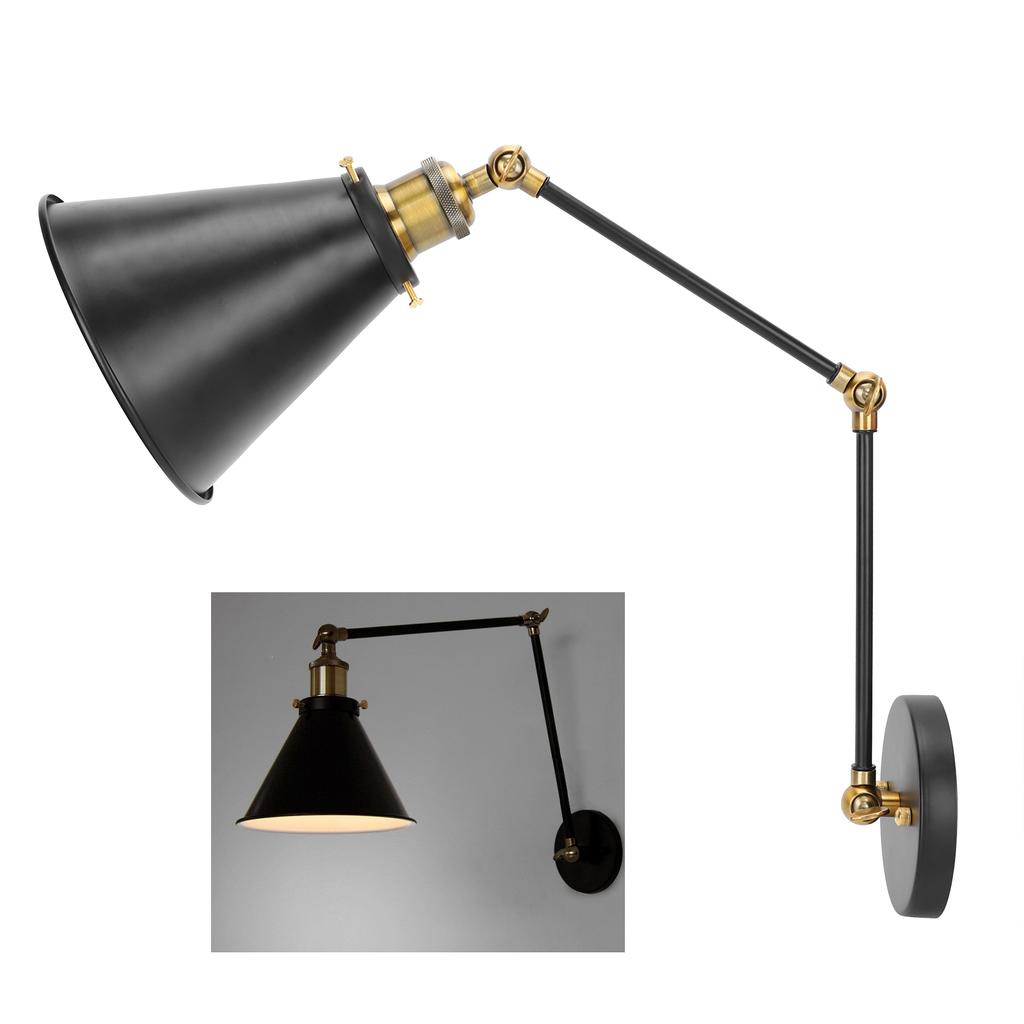 Wall Sconce E27 Vintage Industrial Metal Wall Lamp Arm Adjustable Bedside Reading Light AC85‑265V