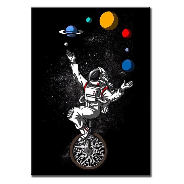 Печать на холсте, плакат с изображением космонавта, путешествия в космическом пространстве, настенные художественные картины, картины с героями мультфильмов для гостиной, детской спальни, Настенный декор