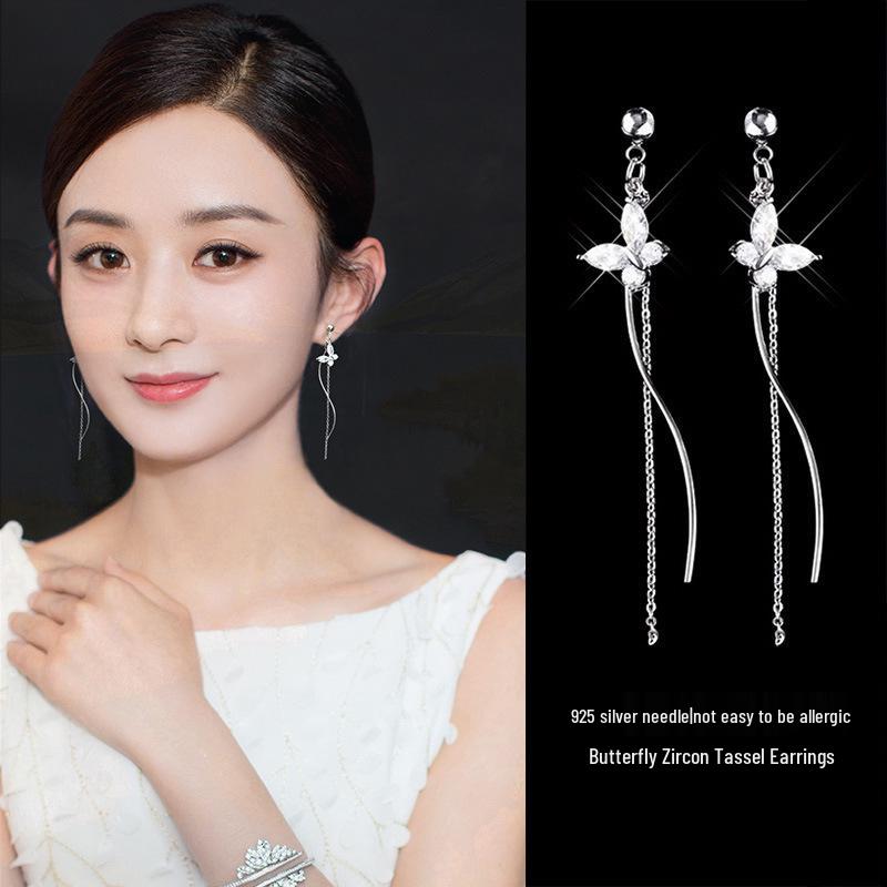 Асимметричные серьги-кисточки из жемчуга в корейском стиле с серебряной иглой S925