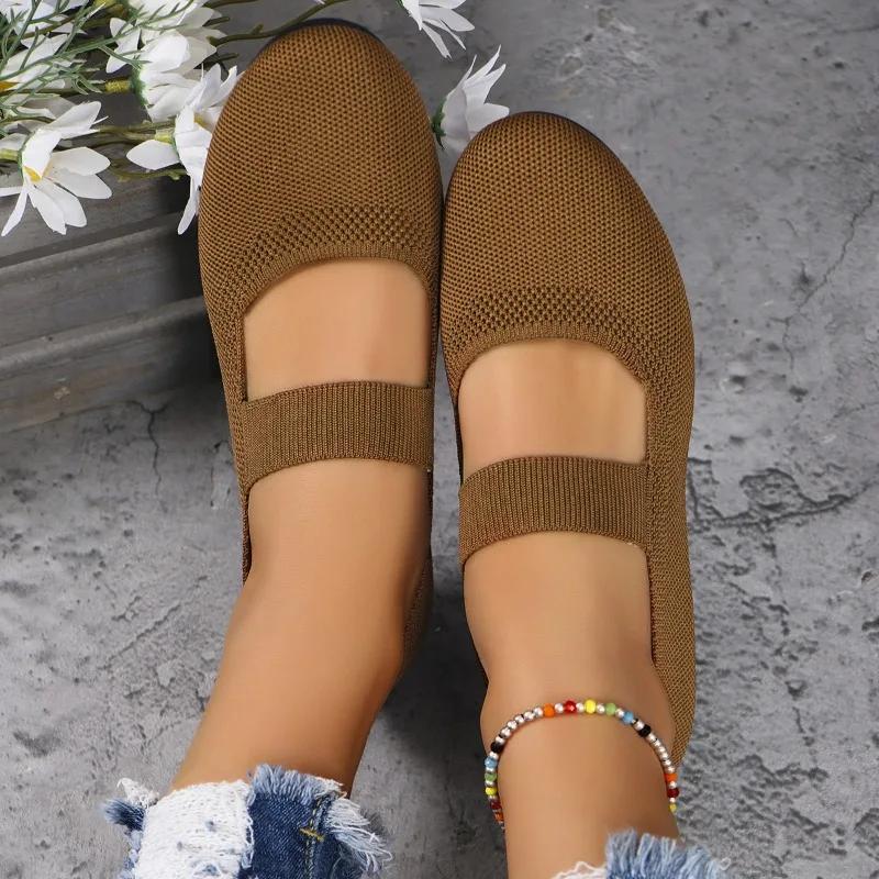Trendy Flat Shoes 2024 Summer New Mesh Breathable Round Toe Shallow Mouth Daily Casual Women's Non Slip Flat Shoes Zapatos Mujer