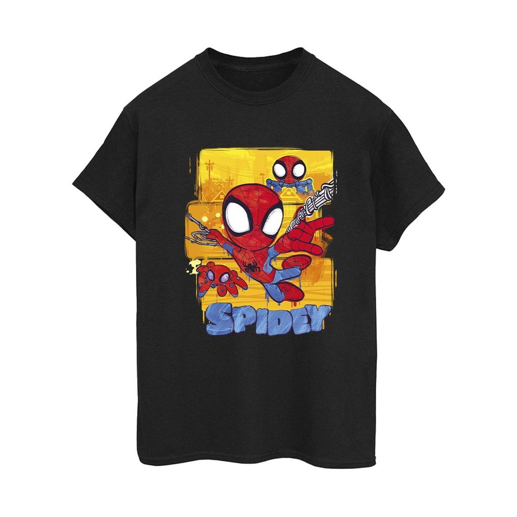 Marvel Womens/Ladies Spidey And His Amazing Friends Flying Cotton Boyfriend T-Shirt