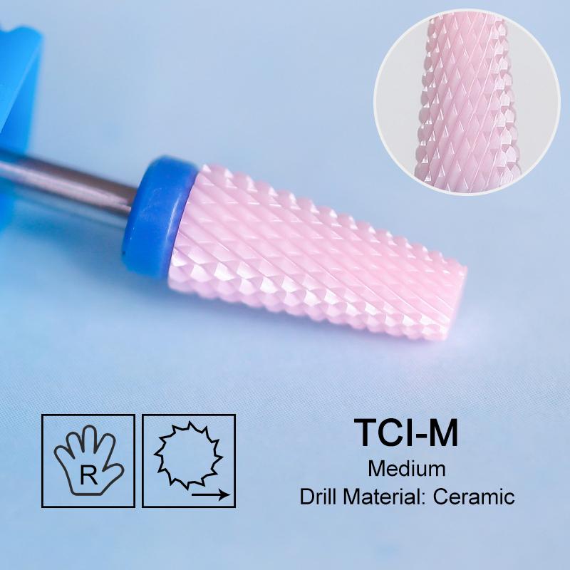 Ceramic Milling Cutter Flame Carbide Nail Drill Bits Pink Gel Remover Electric Machine Drills Polishing Peeling Nails Art Tools