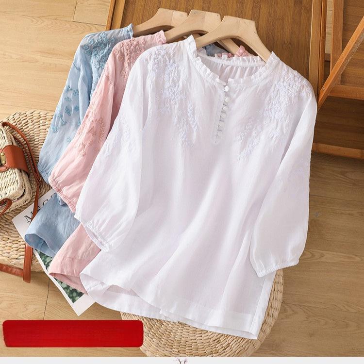 Женская футболка свободного кроя с тонкими секциями и рукавом «семь минут» на весну и лето, свободные повседневные универсальные топы