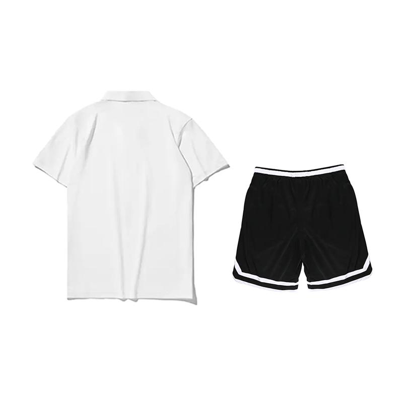 Li-Ning Однотонная футболка-поло с коротким рукавом с принтом логотипа, полосатая надпись, удобные шорты, повседневный спортивный костюм, унисекс, спортивная одежда APLV723-2+YAPV001-1