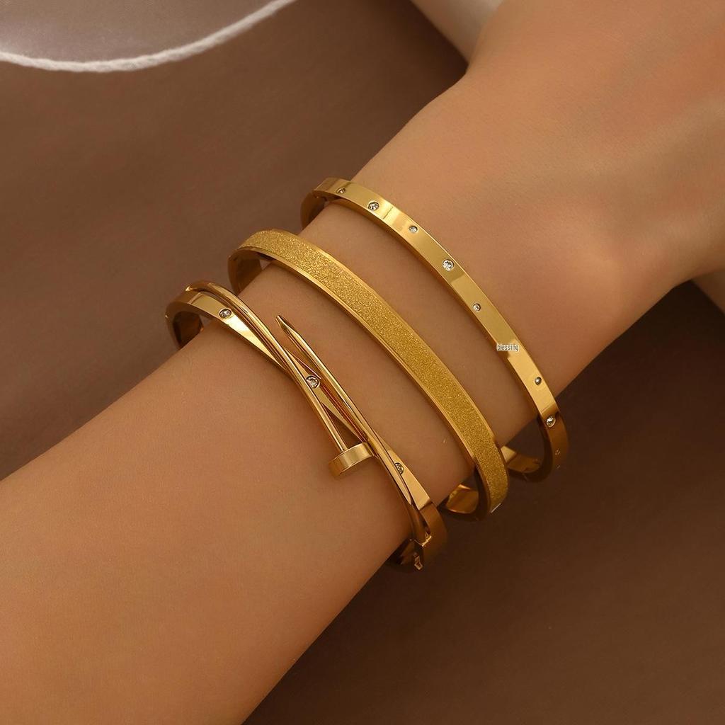 Браслет-гвоздь с бриллиантами из титановой стали - Женская минималистичная мода, Горячо продаваемые женские аксессуары