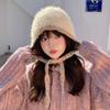 Зимняя теплая маленькая плюшевая вязаная шапка с контрастным рисунком, двойная защита для ушей, милая шерстяная шапка, шапка Lei Feng