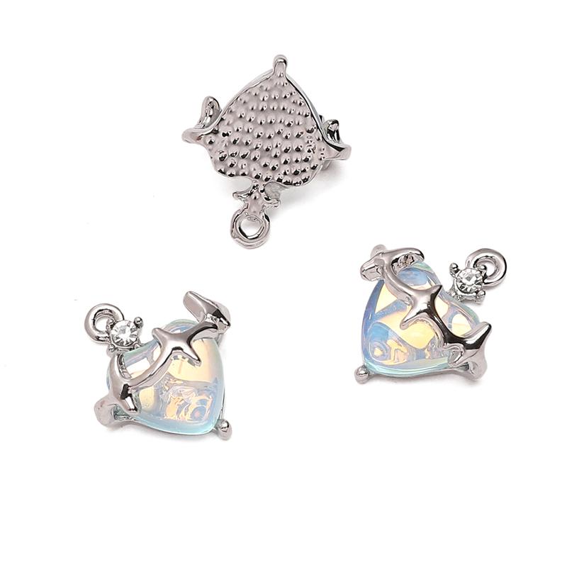 Радужные стеклянные и металлические шармы в форме сердца для изготовления украшений своими руками