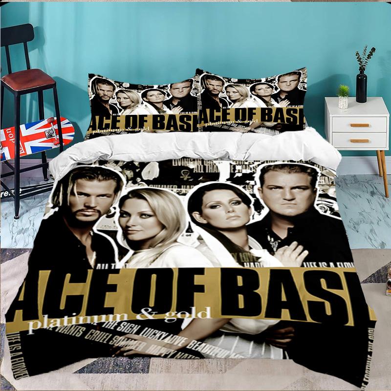 3PCS Ace Base Bedding Set,Including 1pc Duvet Cover And 2pcs Pillowcases Perfect for Bedroom, Dormitory, Large size Fan Christmas gift