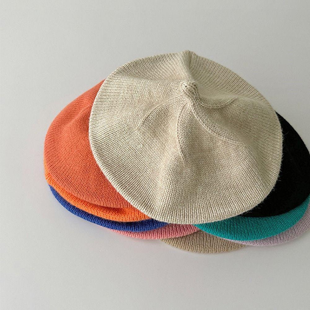 Knitted Baby Beret Hat Korean Warm Soft Kids Berets Autumn Winter Cute Painter Hat Boys Girls