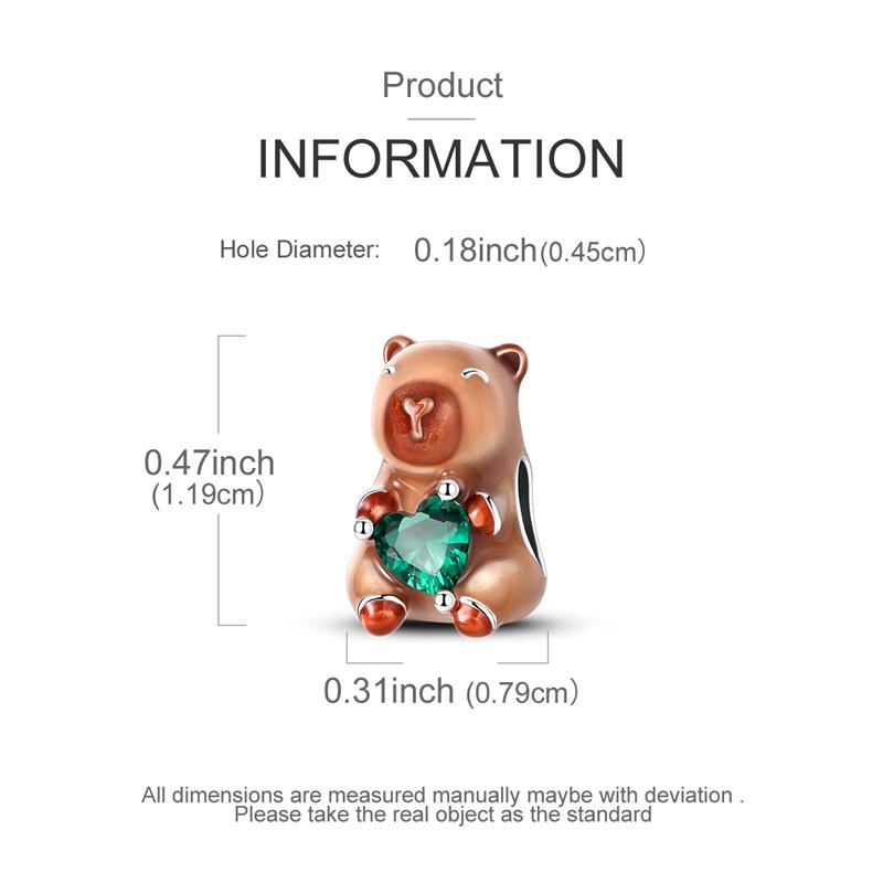 Cute Pet Capybara Embrace Love Charms Beads Fit Diy Copper Bracelet Necklace Women Anniversary Jewelry Gift