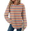 Женский полосатый топ с круглым вырезом, длинным рукавом, свободного кроя, в стиле кэжуал