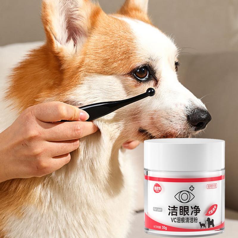 30g Pet Eye Tear Stain Remover Powder Natural Safe Apply Around Eyes Absorber Repel For Cat Dry Staining With Tear Stain Brush