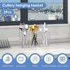 2Pcs Stainless Steel Kitchen Cutlery Hanging Basket Quick Drying Compartmental Utensil Drainage Rack Rustproof Kitchen Supplies
