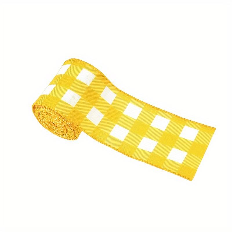 Charming Bee Festival Yellow Gingham Dot And Stripe Burlap Ribbon For Event Decoration And Gift Wrapping