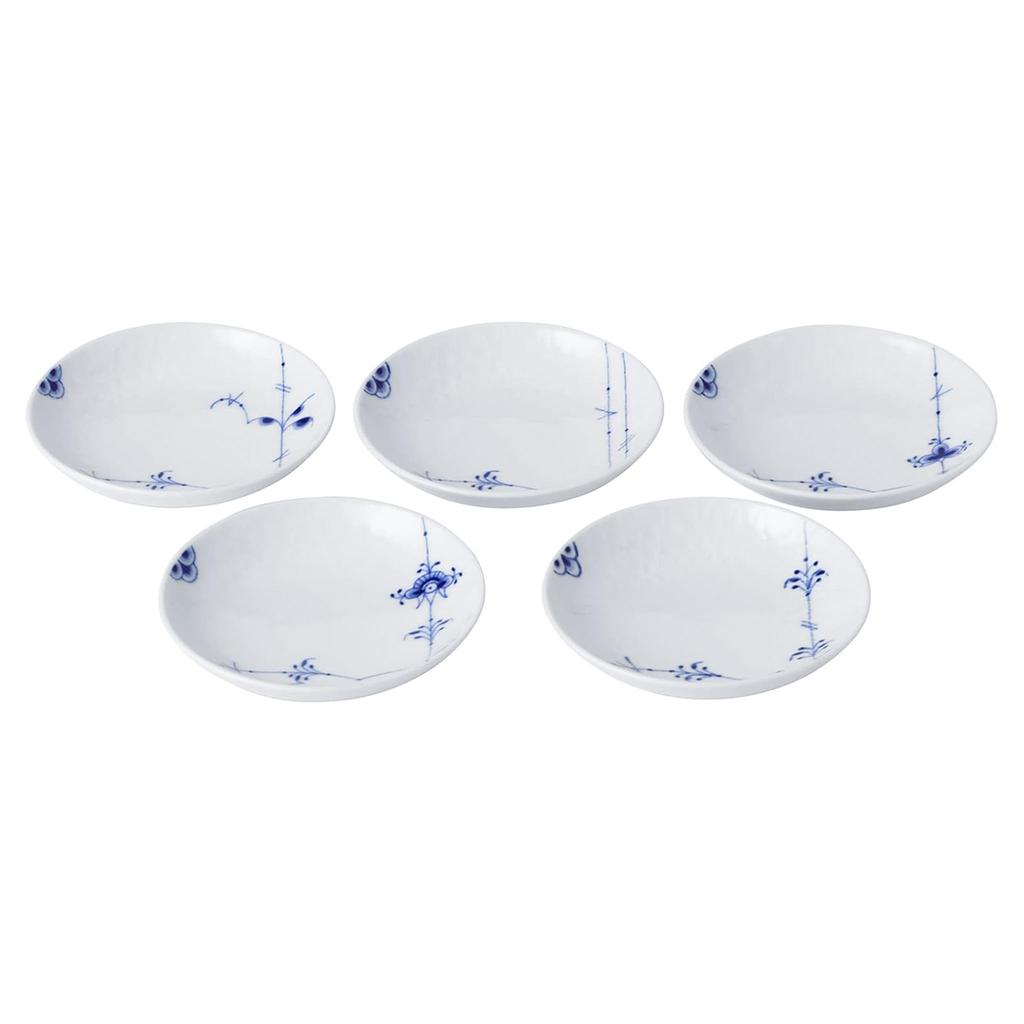Imported ROYAL COPENHAGEN Blue Palmette Plate Dish 10cm 5 Pattern Set Wedding Gift Present 1052404 [Regular Product] (Royal Copenhagen)