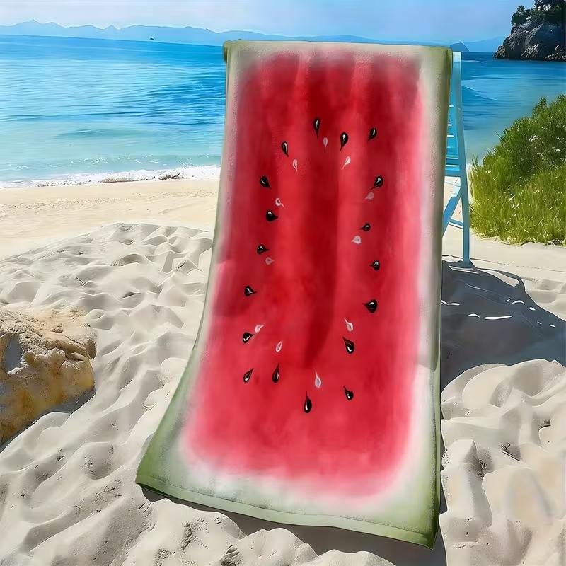Realistic Watermelon Slice Print Beach Towel Summer Fruit Pattern Towel Soft Absorbent Quick Dry Beach Blanket for Beach