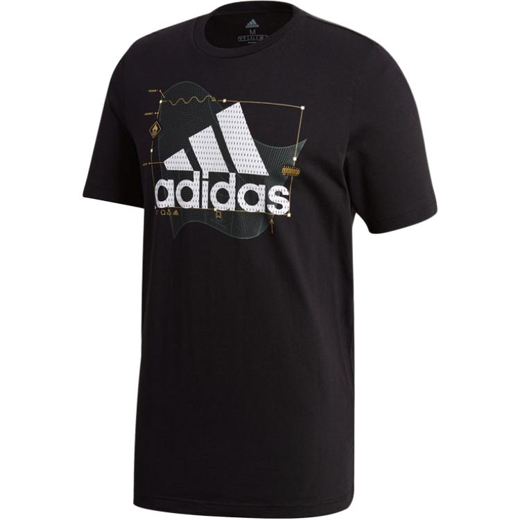 adidas Спортивная серия, круглый вырез, удобный свитер, короткий рукав, футболка, мужские топы, черный цвет GE4707