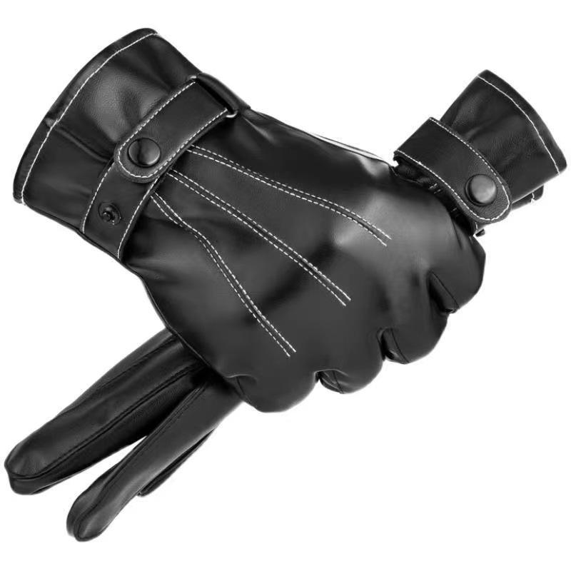 Кожаные зимние перчатки с сенсорным экраном - на флисовой подкладке, ветрозащитные, водонепроницаемые, теплые для холодной погоды и езды на мотоцикле