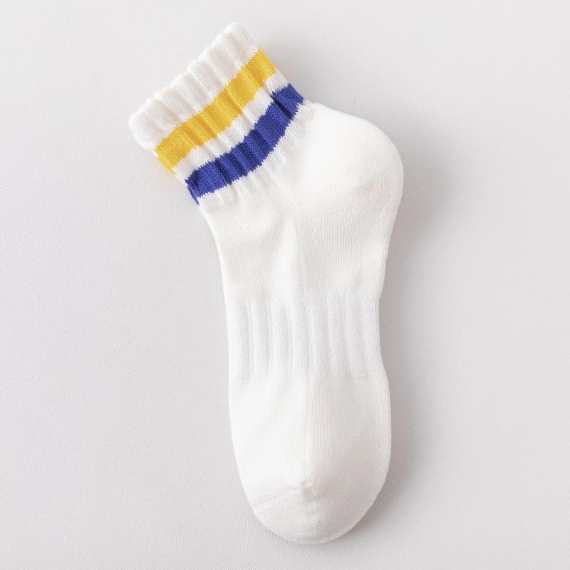 Новые модные полосатые спортивные носки до середины икры с цветными блоками, мужские и женские дышащие хлопковые носки, уличные носки для бега, баскетбола, велоспорта