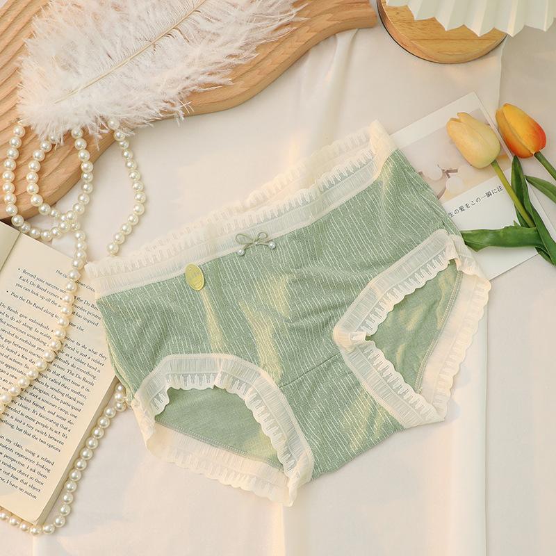 Sweet Women's Underwear Mid Waist Cotton Crotch Traceless Underwear Thin Lift Hip Breathable Sexy Girls' Triangle Pants