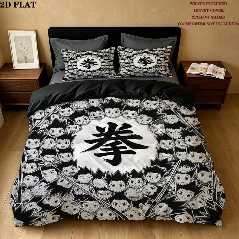 Gon Freecss Pattern Bedding Home Decoration Birthday Gift ( 1 duvet cover + 2 pillowcase, without core),fan merchandise.