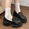 Модные лоферы на массивной платформе для женщин 2025 Осень Преппи стиль Лакированная кожа Туфли для платья Женские Удобные Слипоны На толстом каблуке Туфли-лодочки