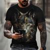 Summer Round Neck 3D Wolf Print Top Fashionable Casual Short Sleeved Men's T-shirts