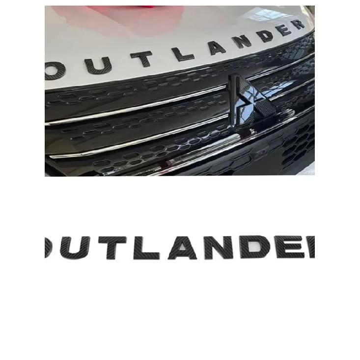 For Outlander 2026 2025 - 2007 Car head Letter 3d Sticker Abs Chrome Glossy Black Silver Styling Auto part Accessories 9pcs