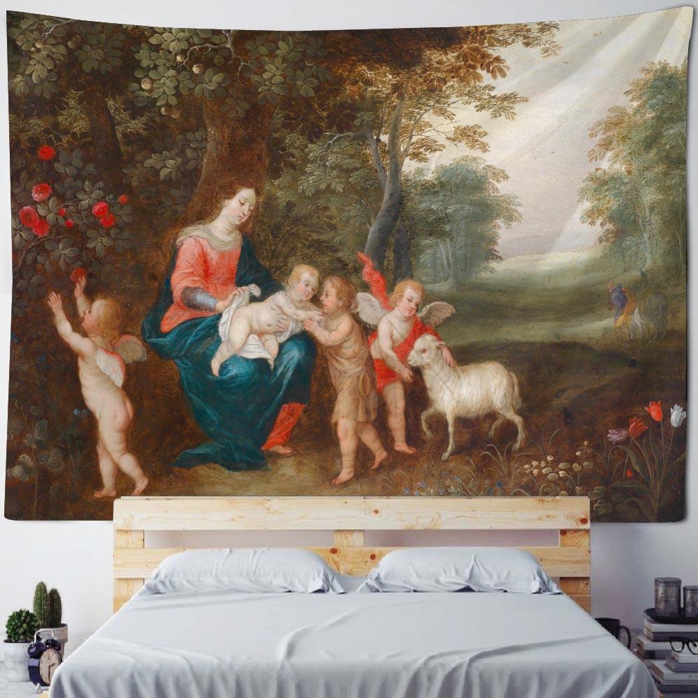 Винтажная живопись маслом, художественная печать, гобелен, настенное украшение, фон для художественной комнаты, эстетичные аксессуары для домашнего декора