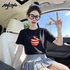 Женская хлопковая футболка MJ STYLE с принтом яблок, короткий рукав