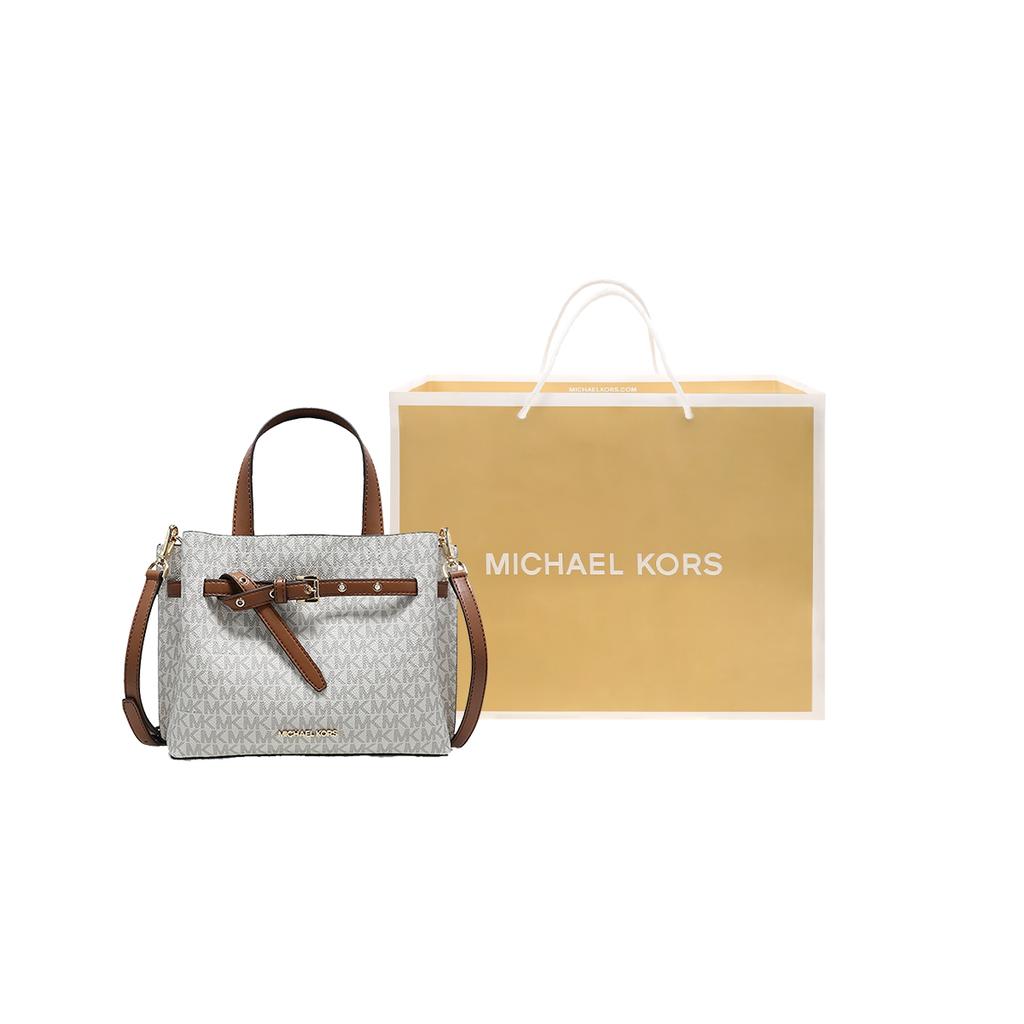 New MICHAEL KORS Emilia Canvas Square Handbag, Shoulder Bag, Crossbody Bag Small Women's Vanilla White 35H0GU5S1B-VANILLA