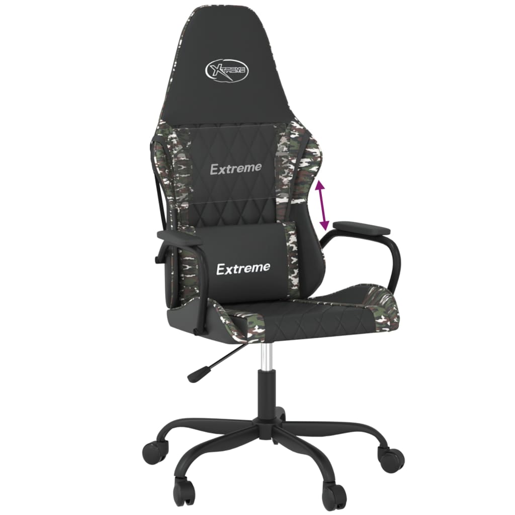 Gaming Chair in Black and Camouflage Synthetic Leather