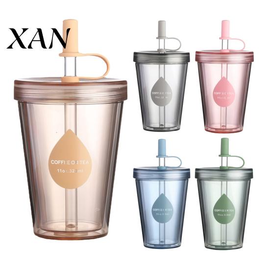 Insulated Style Water Bottle for School Drinking Straw Cup, Portable Leak-proof PC Bottle, Durable Break Resistant Plastic Tumbler Anti-fall Students