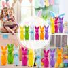 Декор Easter Bunny из вспененного материала, флокированный, Пасхальный стоящий кролик со бабочкой, Пасхальный centerpiece, Настольная фигурка кролика