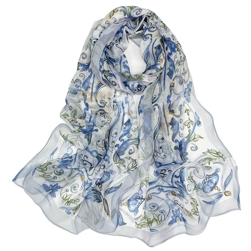 Breathable Silk Scarf Sun-Resistant Bandana Portable Long Wraps for Women