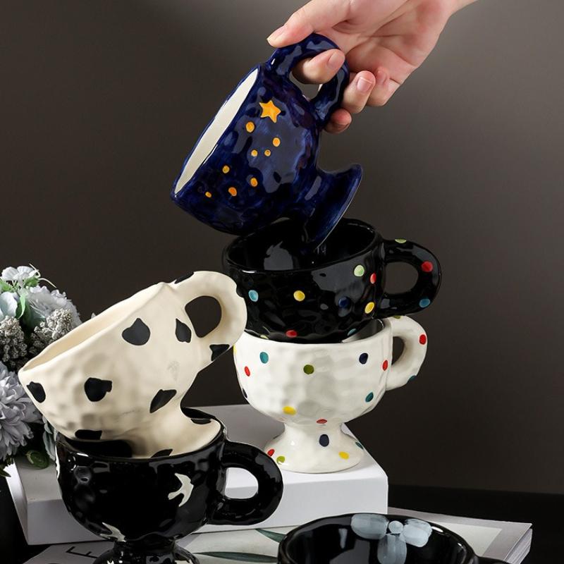 BEPAN 1PC Ceramic Mug Simple Style Afternoon Tea Coffee Water Cup Handle Creative Decoration Personalized Household Items