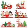 Cartoon Christmas Table Sign Santa Claus Reindeer Merry Christmas Decor Party Favors