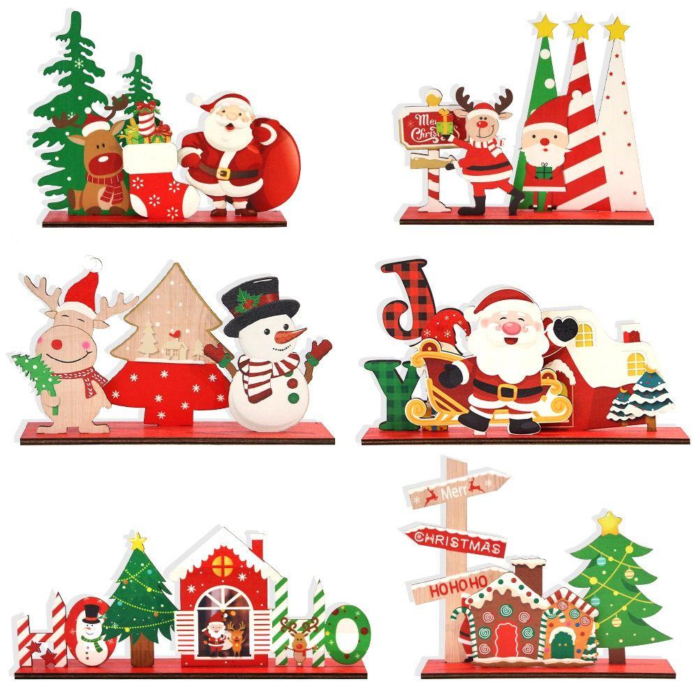 Santa Claus Reindeer Christmas Table Sign Funny Merry Christmas Decor  Home Christmas Decoration