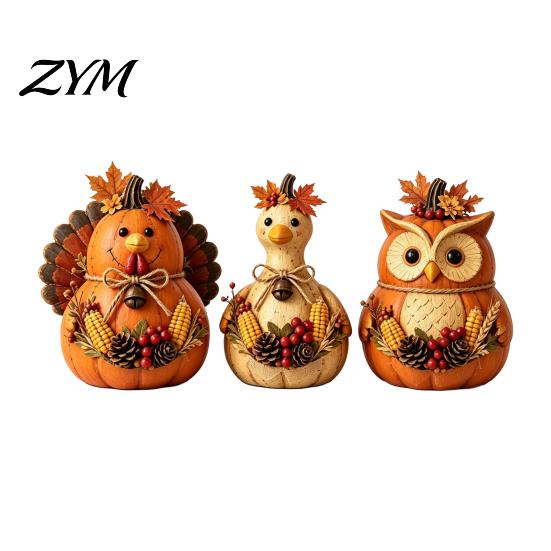 Seasonal Autumn Shelf Display 3PCS Rustic Harvest Wooden Ornaments, Animal Designs Retro Thanksgiving Tiered Tray Decorations Distressed Farmhouse