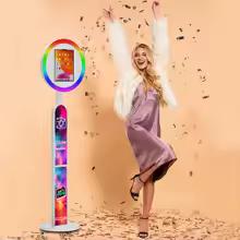 High Quality Portable 12.9 Inch 13 Inch iPad Photo Booth Adjustable Photo Booth Adjustable circular RGB fill light Party Wedding